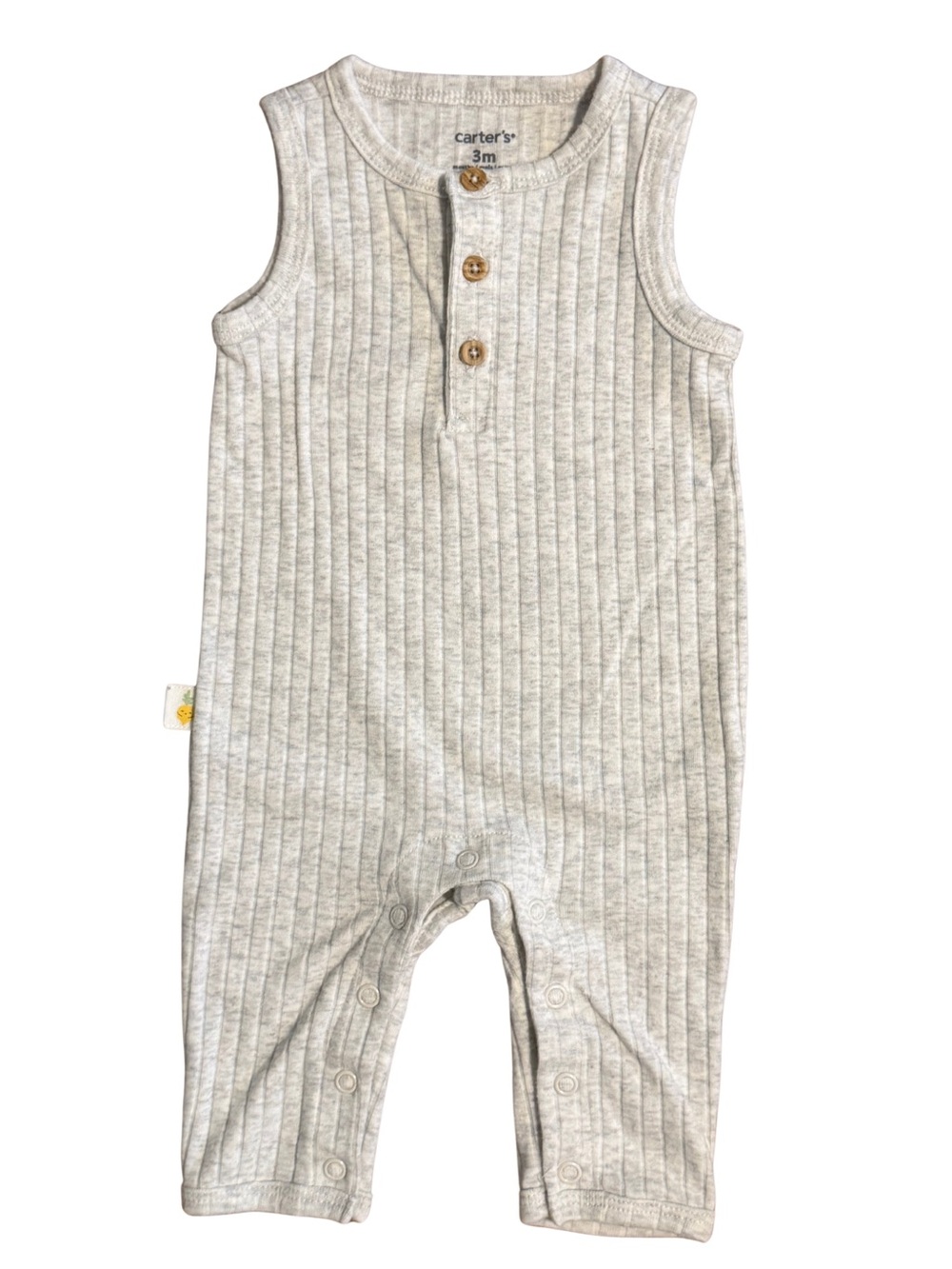 Carter's Ribbed Heathered Cream Sleeveless Henley Romper
